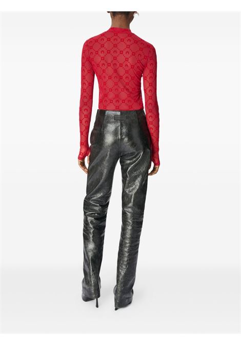 moonogram mesh flock ls highneck woman red MARINE SERRE | WTO388ACJER0005RD11